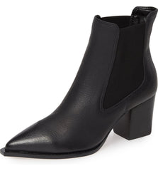 Lust For Life Tenesse Black Leather Pull On Chelsea Stacked Heel Ankle Boots (Black, 6.5)