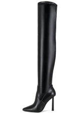 Steve Madden Vivee Black Paris Pointed Toe Stiletto Heel Over The Knee Boots