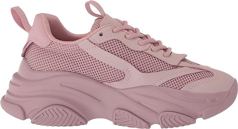 Steve Madden Possession Dusty Pink Lace Up Boyfriend Chunky Platform Sneakers