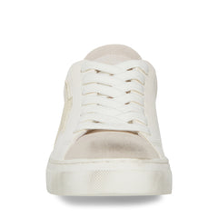 Steve Madden Rezume White/Gold Lace-Up Round Closed Toe Fashion Sneakers