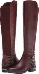 Vince Camuto Prolanda Mahogany Red Chain Detail Flat Fitted 50/50 Riding Boot