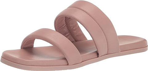 Dolce Vita Adore Rose Leather Slip On Strappy Open Squared Toe Slides Sandals
