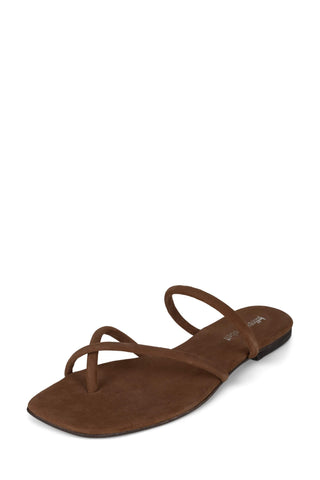 Jeffrey Campbell Rania Brown Suede Slip On Flip Flop Open Toe Strappy Sandals
