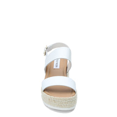 Steve Madden Catia White Leather Ankle Strap Open Toe Wedges Espadrilles Sandals