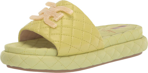Sam Edelman Karinda Kiwi Rounded Open Toe Slip On Cushioned Slides Flat Sandals