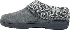 Clarks Amanda Fairisle Grey Indoor Outdoor Clog Rounded Closed Toe Winter Mules