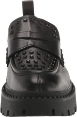 Ash Genius Black Pull On Studded Rounded Toe Platform Lug Sole Fashion Loafers