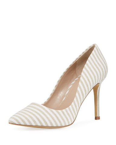 Charles David Vicky Taupe Stripe High Heel Pointed Toe Stiletto Dress Pumps