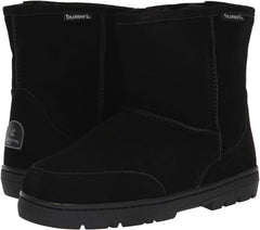 Bearpaw Mens Fur Lined Black Suede Winter Cushioned Sheepskin Casual Snow Boots