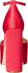 Steve Madden Agata Pink Satin Ankle Strap Block Heel Rounded Toe Fashion Pumps