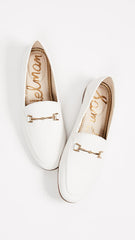 Sam Edelman Loraine Bright White Almond Toe Slip On Stacked Heel Fashion Loafers