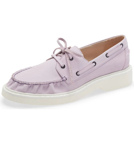 CECELIA NEW YORK Reedy Lace Up Lilac Purple Leather Lace Up Boat Shoes Loafers