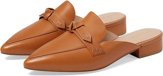 Cole Haan Piper Bow Pecan Leather Pointed Toe Slip On Classic Mules Shoes