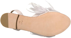 Pour La Victoire Layla Ivory Flat Feathered Sandals Ivory White Feather