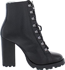 Schutz Zhara Winter Black Lace Up Pointed Toe Block High Heel Combat Boots