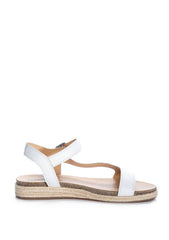 Lucky Brand Gabrien White Leather Espadrille Flat Suede Ankle Wedge Sandals