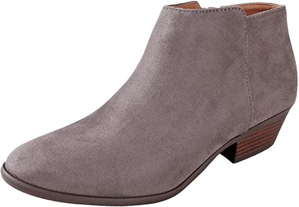 Soda Women's Western Ankle Bootie w Low Chunky Block Stacked Heel Charcoal IMSU (5.5)