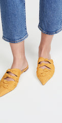 Sam Edelman Shanti Knotted Trim Pointed Toe Slide Mules Tuscan Yellow Suede