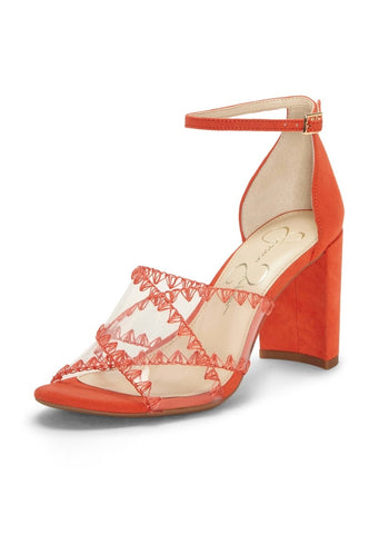 Jessica Simpson Nikaye Clear Orange Ankle-Strap Block Heeled Dress Sandals