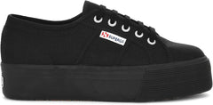 Superga Unisex Low-Top Sneakers Full Black Lace Up Platform Fashion Sneakers