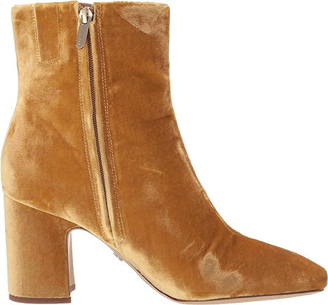 Sam Edelman Fawn Saffron Leather Block Heel Squared Toe Fashion Ankle Boots