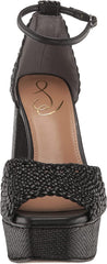 Sam Edelman Nattie Black Block Heel Peep Toe Ankle Strap Fashion Heeled Sandals
