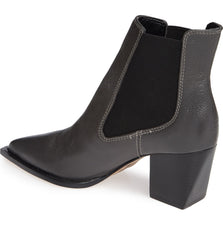 Lust For Life Tenesse Grey Leather Pull On Chelsea Stacked Heel Ankle Boots