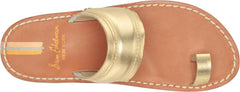 Sam Edelman Margit Amber Gold Toe Ring Strappy Slip On Flat Slides Sandals