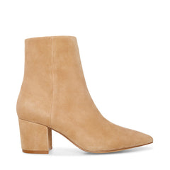 Steve Madden Ossie Tan Suede Zipper Closure Sleek Pointed Toe Ankle Boots