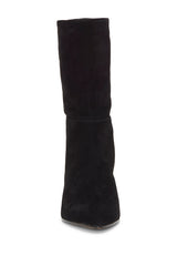 Vince Camuto Rastel Black Suede Kitten Heel Pointed-Toe Silhouette Boots