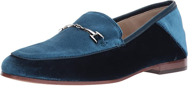 Sam Edelman Loraine  Moonlight Blue Velvet Slip On Flat Classic Staple Loafers