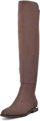 Nine West Allair2 Dark Brown2 Stacked Heel Round Toe Over The Knee Fashion Boots