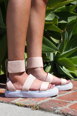 Jeffrey Campbell Beta Pink Patent White Flatform Platform Wedge Heeled Sandals