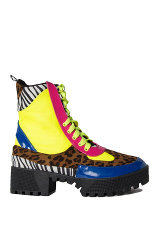 Cape Robbin Commander Multi Color Lace up Military Chunky Heel Platform Boots