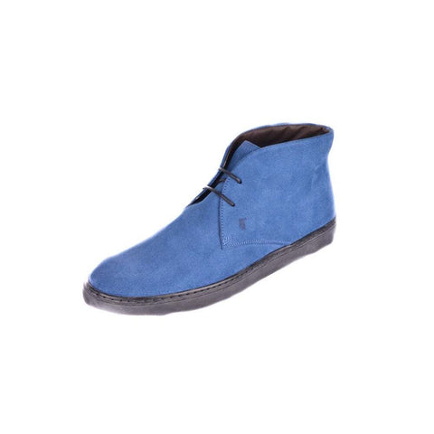 Tod's Men's Polacco Jean Blue Suede Leather Lace Up Desert Flat Heel Ankle Boots