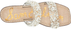 Sam Edelman Eleana Clear/Natural Jewel Detailed Open Toe Slip On Flats Sandals