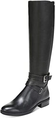 Sam Edelman Pansy Black Leather Classic Buckled Round Toe Knee High Riding Boots