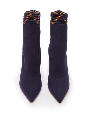 Malone Souliers Stretchy Navy Sock Ankle Boots High Stiletto Heel Fitted Boots
