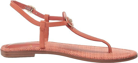 Sam Edelman Gigi Terracotta Pink Signet Ankle Strap Open Toe Thong Flats Sandals