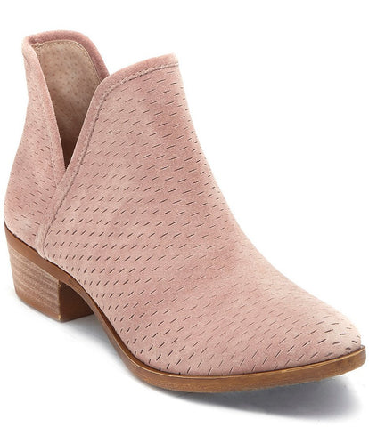Lucky Brand Bashina Blush Stacked Heel Pointed Toe Leather Bootie