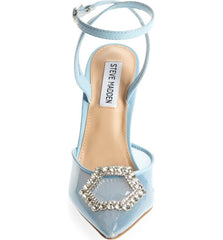 Steve Madden Amory Blue Embellished Pointed Toe Ankle Strap Cushioned Pumps