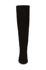 Sam Edelman Caprice Black Suede Knee-High Block Heel Round Toe Dress Boots