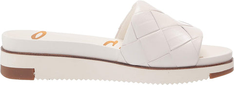Sam Edelman Adaley Bright White Open Toe Slip On Leather Chunky Slides Sandals