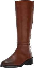 Sam Edelman Mable Rich Cognac Rounded Toe Stacked Block Heeled Mid-Calf Boots