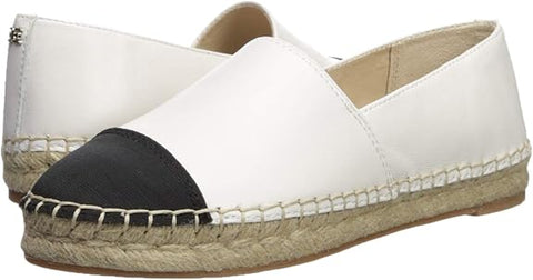 Sam Edelman Krissy White Black/Classic Rounded Cap Toe Slip On Espadrille Flats 11