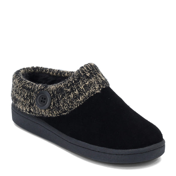 Clarks Womens Slipper Suede Leather Knitted Collar Clog Slippers - Plush Faux Fur Lining