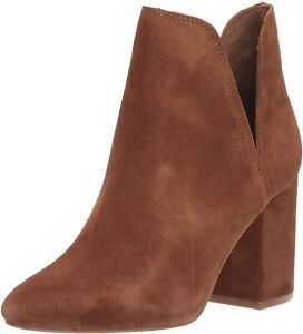 Steve Madden Thrived Chestnut Suede Block Heel Pointed Toe Ankle Fashion Boots