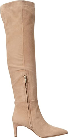 Sam Edelman Ursula Warm Oat Pointed Toe Kitten Heel Over the Knee Fashion Boots