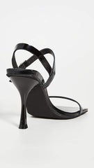 Jeffrey Campbell Mantinee Black Box Leaher Buckle Ankle Strap Heeled Sandals