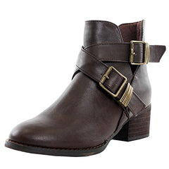 Breckelles Bronco-11 Brown Vegan Leather Bootie